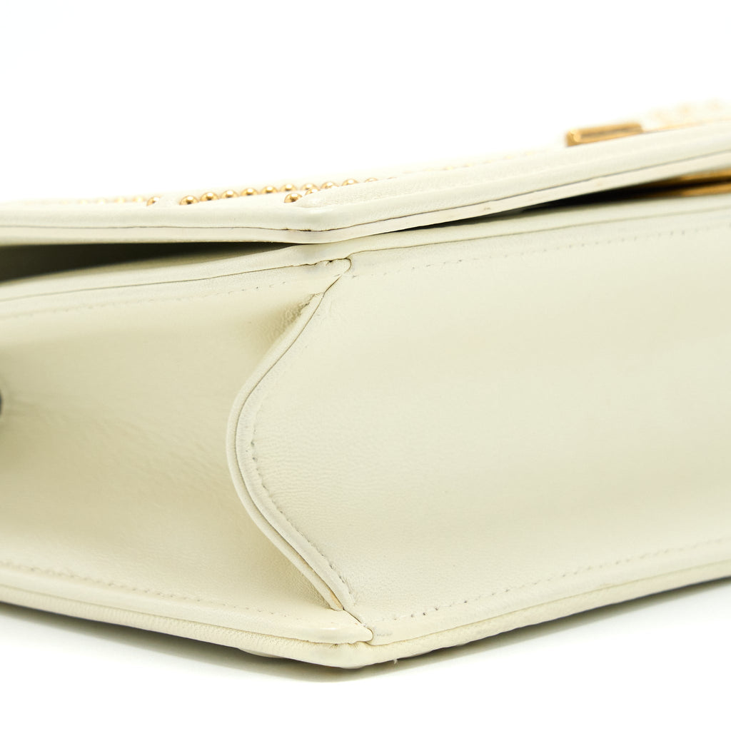 DIOR SMALL DIORAMA ROCKSTUD CROSSBODY BAG LAMBSKIN WHITE GHW