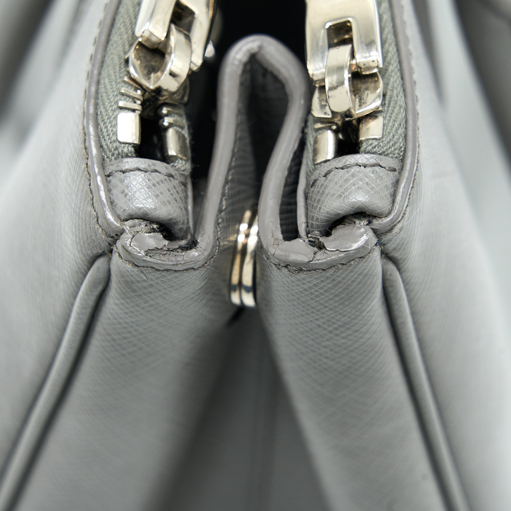 PRADA DOUBLE ZIP TOTE BAG SAFFIANO CALFSKIN MULTICOLOUR GREY SHW