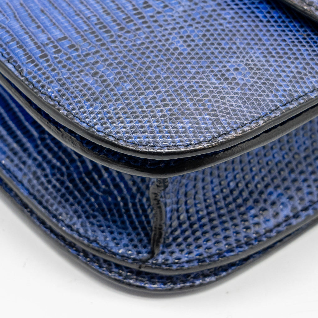 CELINE MEDIUM CLASSIC BOX BAG LIZARD BLUE GHW