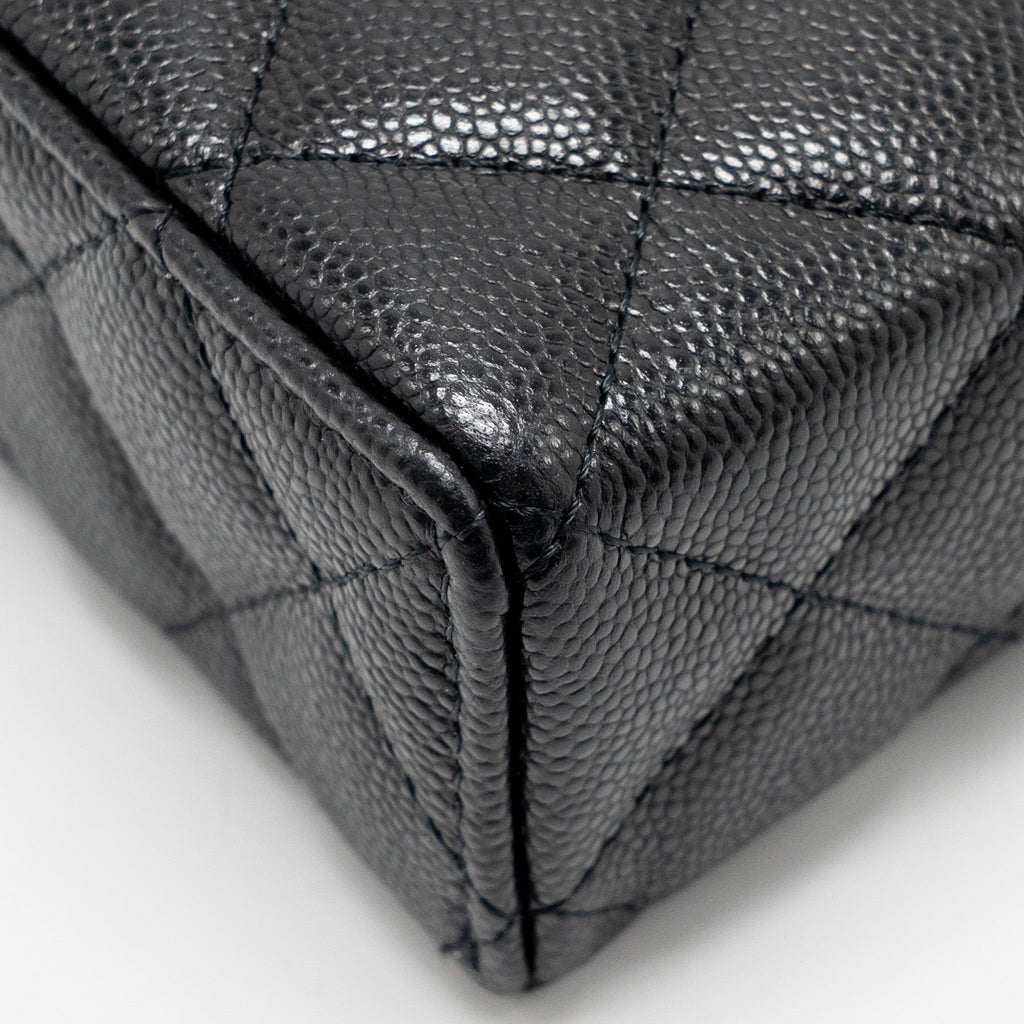 CHANEL TOP HANDLE VANITY WITH CHAIN CAVIAR BLACK LGHW (MICROCHIP)