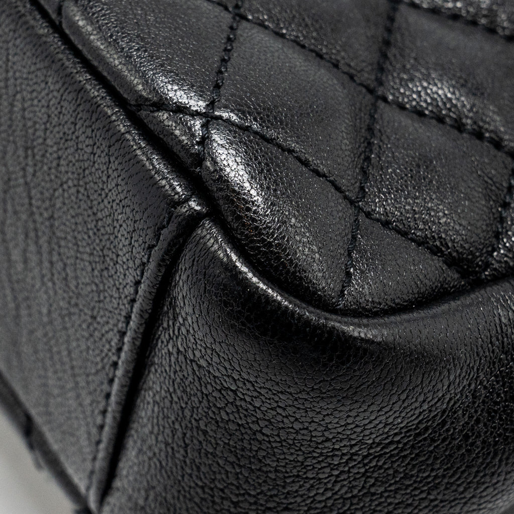 SAINT LAURENT COLLEGE FLAP BAG LAMBSKIN BLACK RUTHENIUM SHW