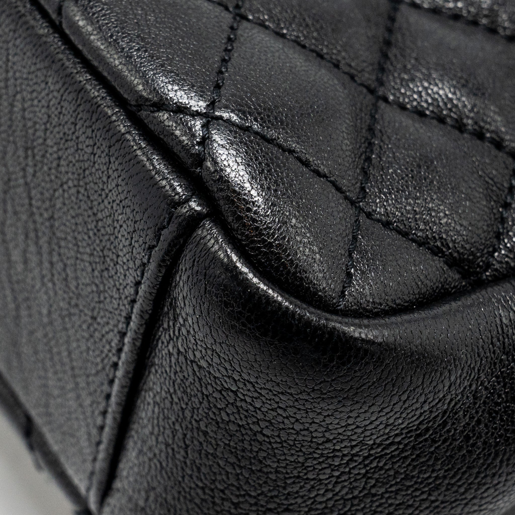 SAINT LAURENT COLLEGE FLAP BAG LAMBSKIN BLACK RUTHENIUM SHW