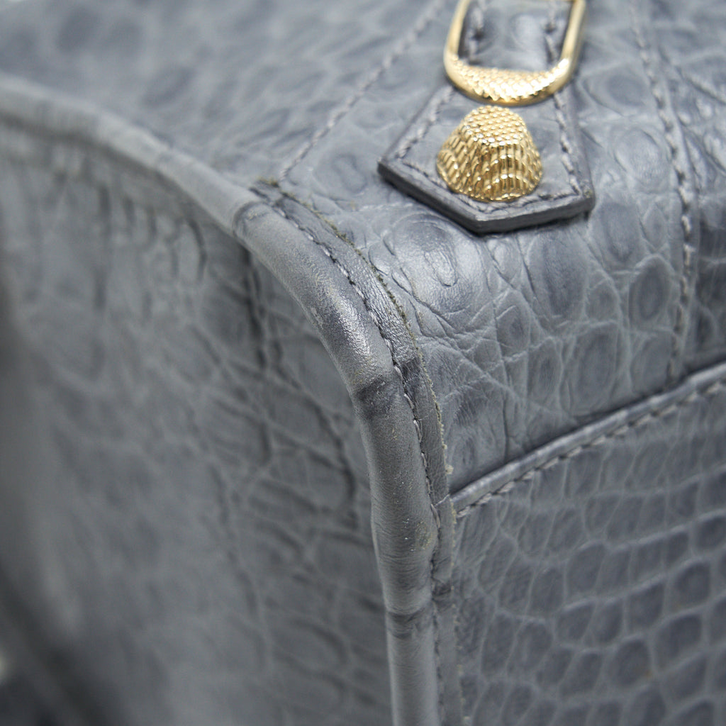 BALENCIAGA MEDIUM EMBOSSED CALFSKIN BAG IN GREY SHW