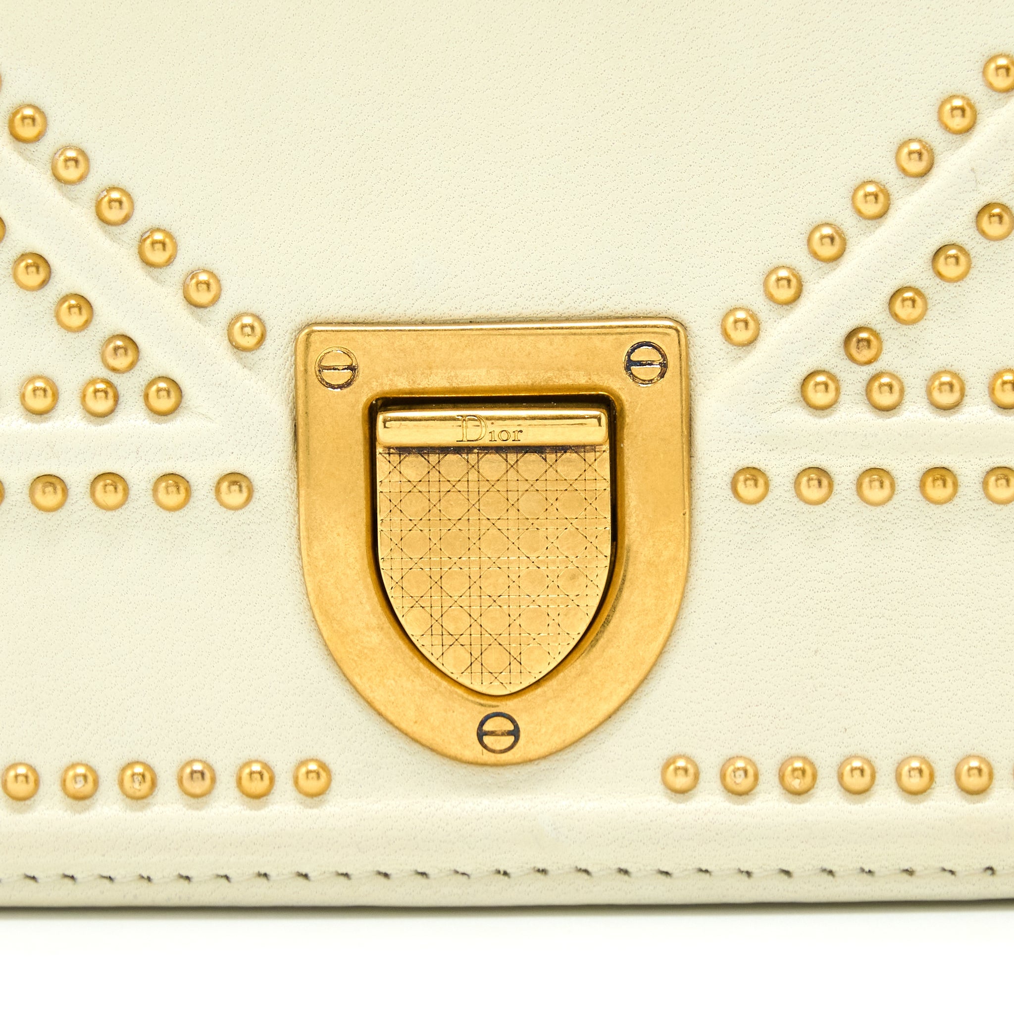 DIOR SMALL DIORAMA ROCKSTUD CROSSBODY BAG LAMBSKIN WHITE GHW