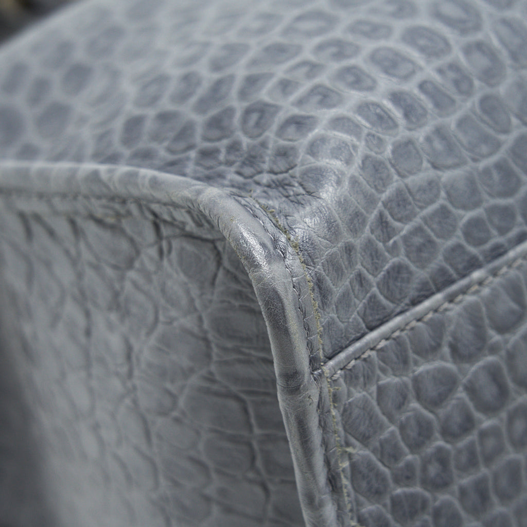 BALENCIAGA MEDIUM EMBOSSED CALFSKIN BAG IN GREY SHW