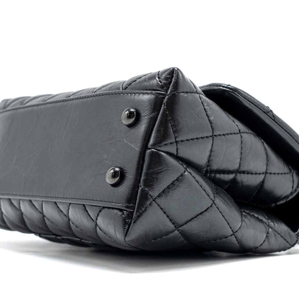 CHANEL SMALL COCO HANDLE AGED CALFSKIN BLACK WITH BLACK HARDWARE