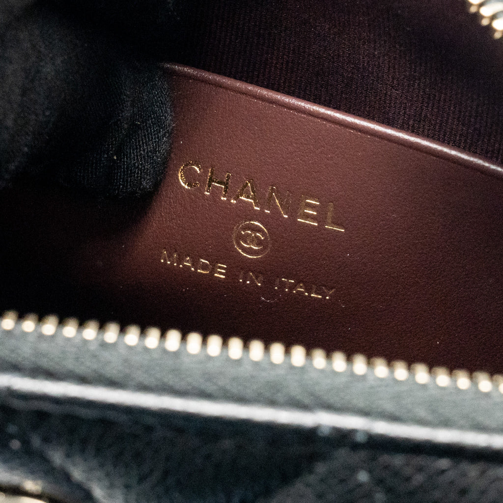 CHANEL CLUTCH BAG WITH CHAIN CAVIAR BLACK LGHW (MICROCHIP)