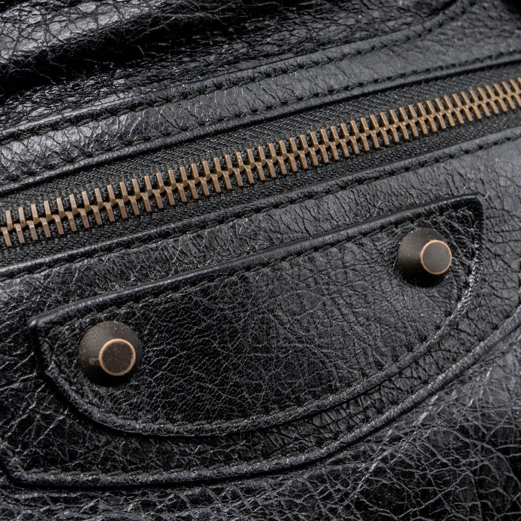 BALENCIAGA CLASSIC CITY BAG LEATHER BLACK RUTHENIUM SILVER HARDWARE