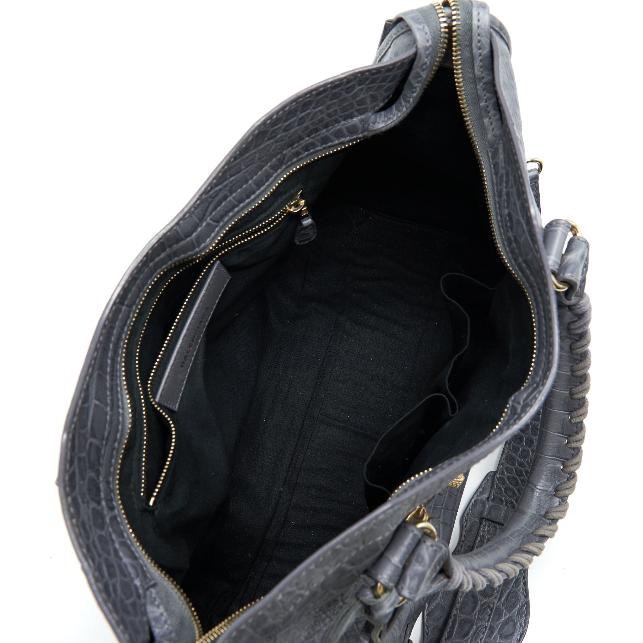 BALENCIAGA MEDIUM EMBOSSED CALFSKIN BAG IN GREY SHW