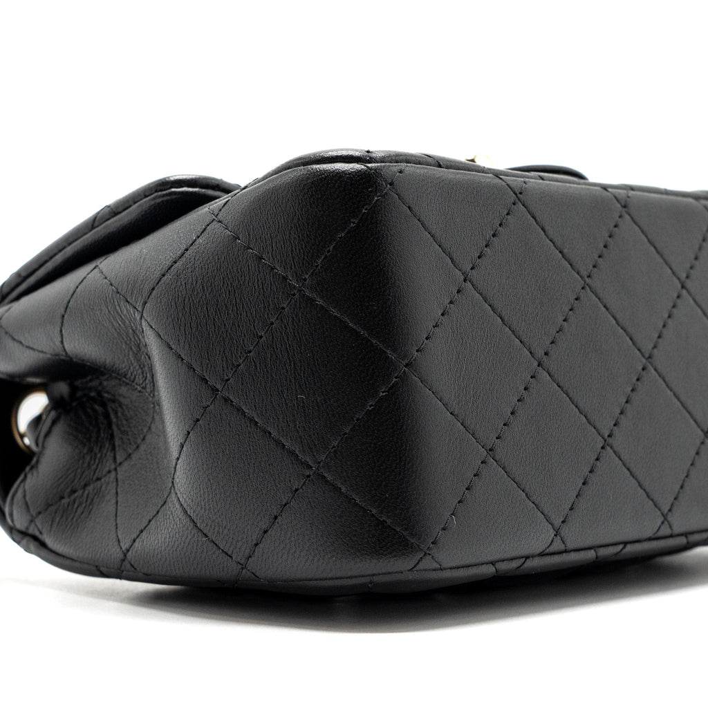 CHANEL MINI SQUARE FLAP BAG LAMBSKIN BLACK GHW (MICROCHIP)
