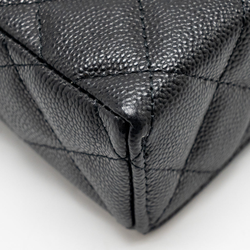 CHANEL TOP HANDLE VANITY WITH CHAIN CAVIAR BLACK LGHW (MICROCHIP)