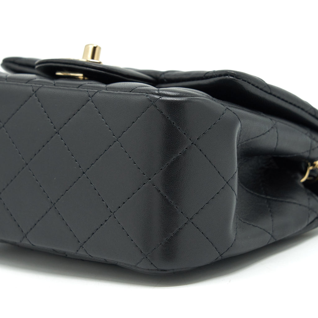 CHANEL MINI SQUARE FLAP BAG LAMBSKIN BLACK LGHW (MICROCHIP)