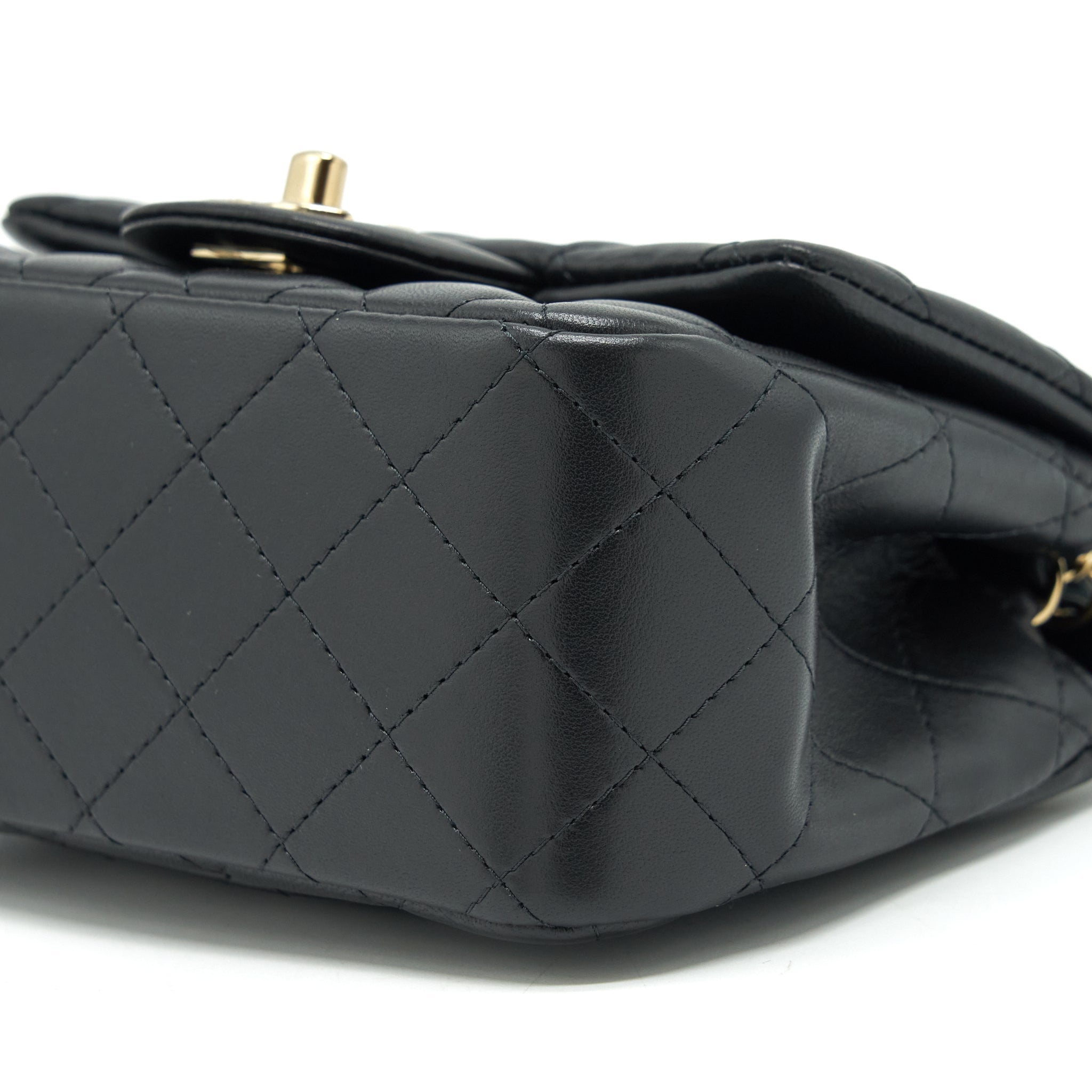 CHANEL MINI SQUARE FLAP BAG LAMBSKIN BLACK LGHW (MICROCHIP)