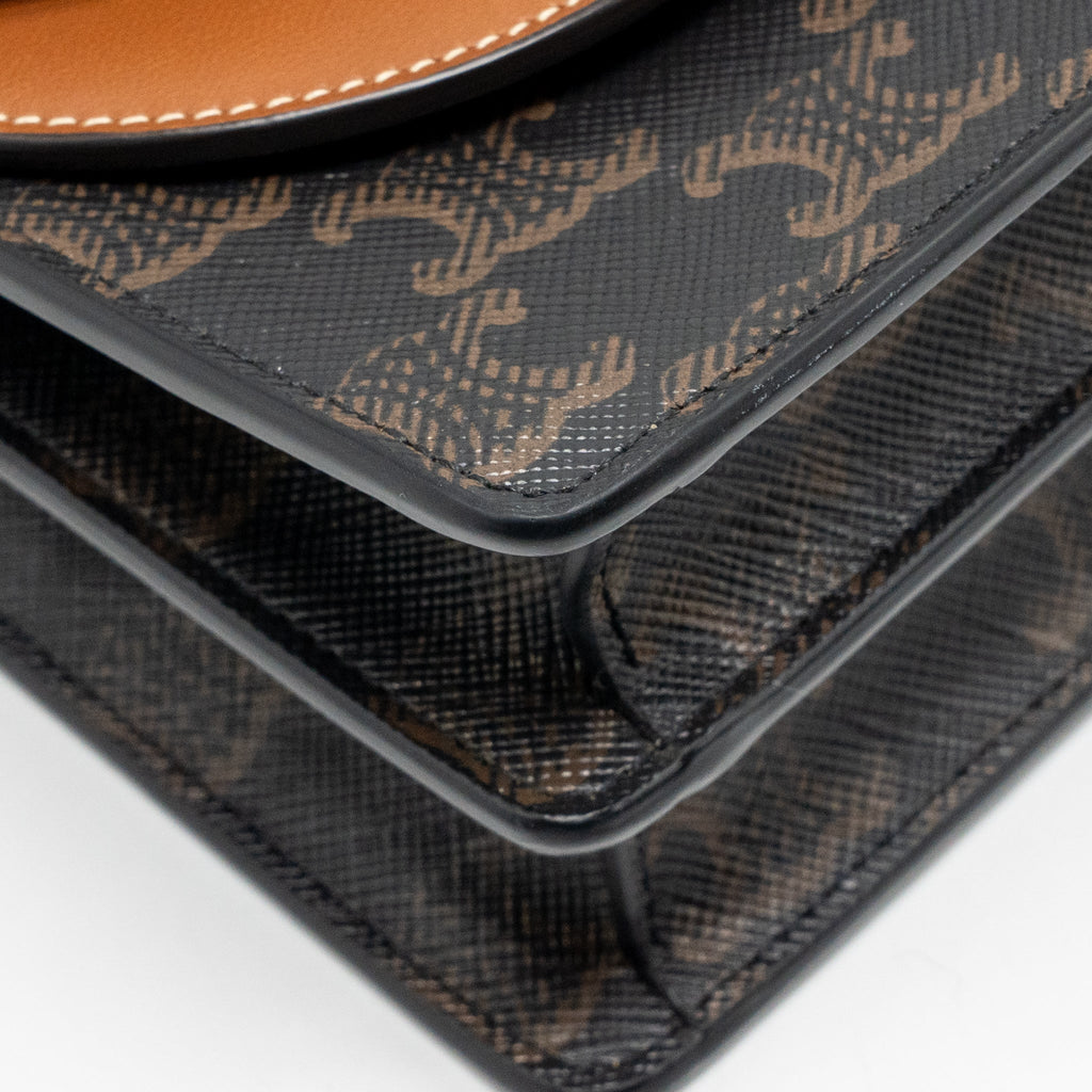 CELINE WALLET ON STRAP TRIOMPHE CANVAS / SMOOTH LAMBSKIN TAN GHW