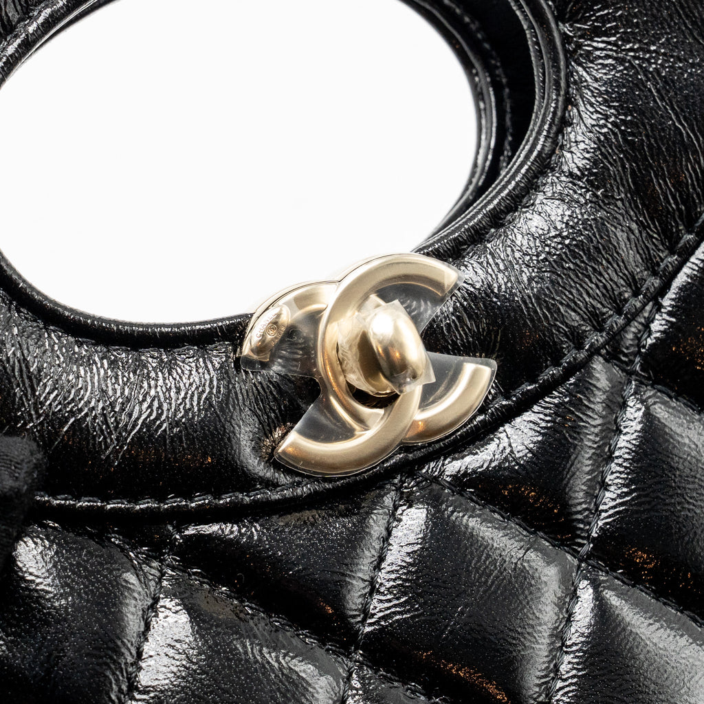CHANEL 25P MINI 31 BAG SHINY LAMBSKIN BLACK LGHW (MICROCHIP)