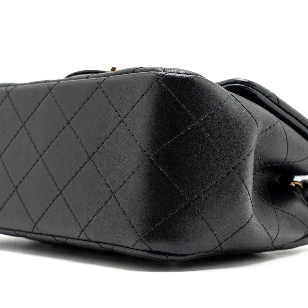 CHANEL MINI SQUARE FLAP BAG LAMBSKIN BLACK GHW (MICROCHIP)