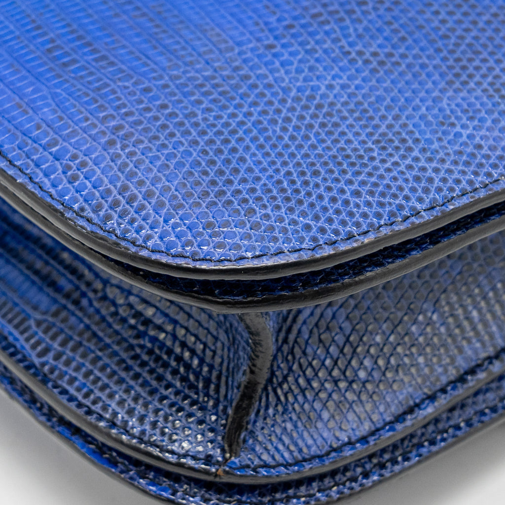 CELINE MEDIUM CLASSIC BOX BAG LIZARD BLUE GHW