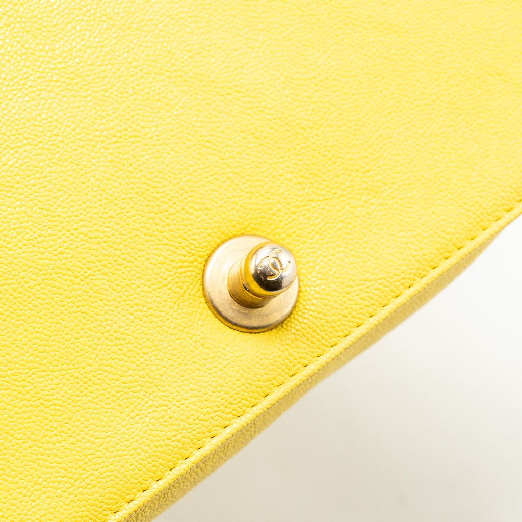 CHANEL SMALL BOY BAG GRAIN CALFSKIN YELLOW GHW