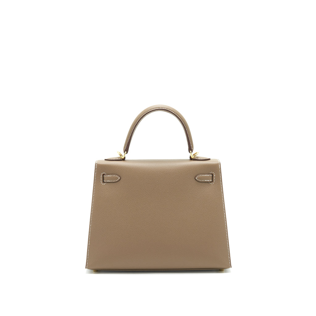 HERMES KELLY 25 SELLIER ETOUPE GHW