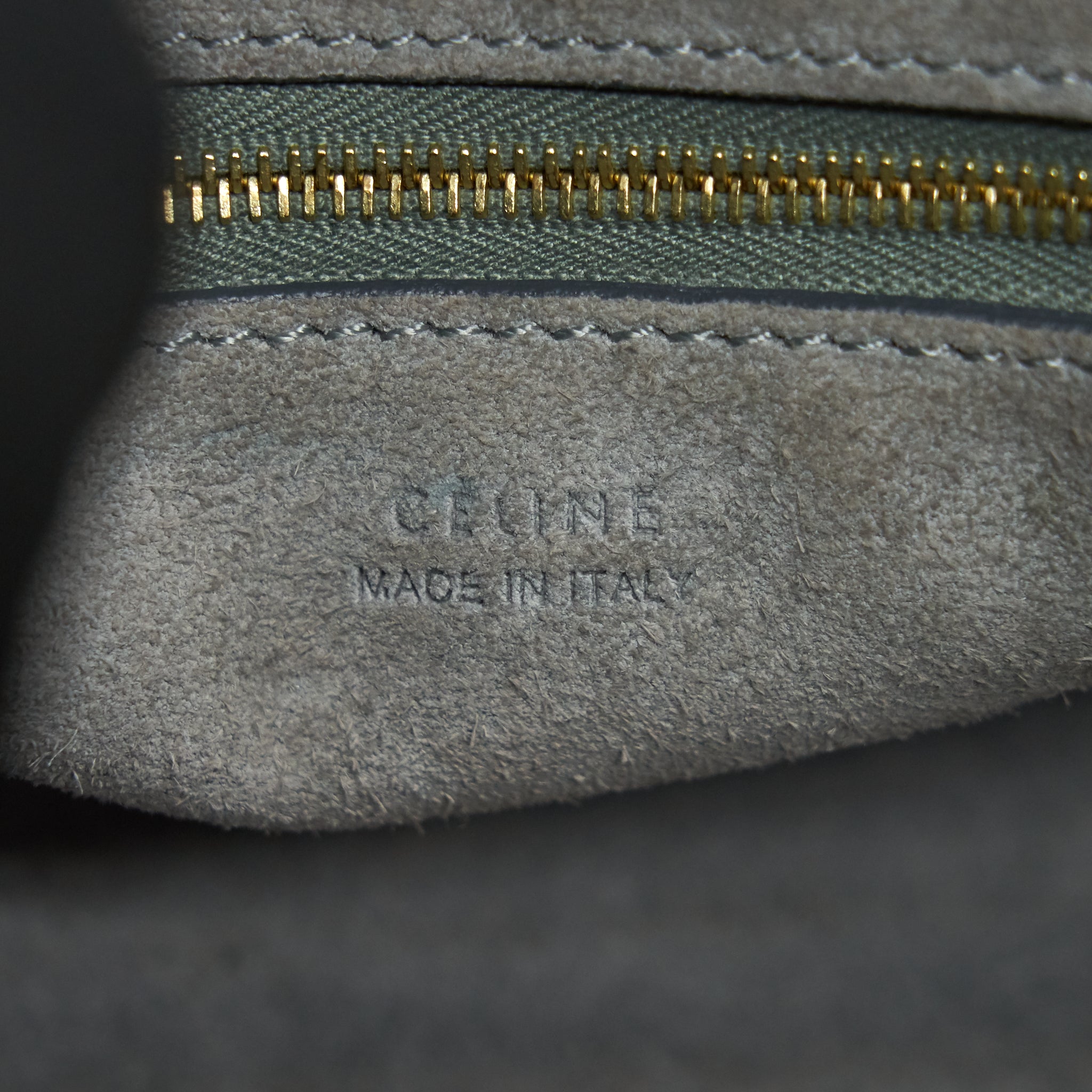 CELINE SMALL SANGLE BUCKET BAG IN GREY