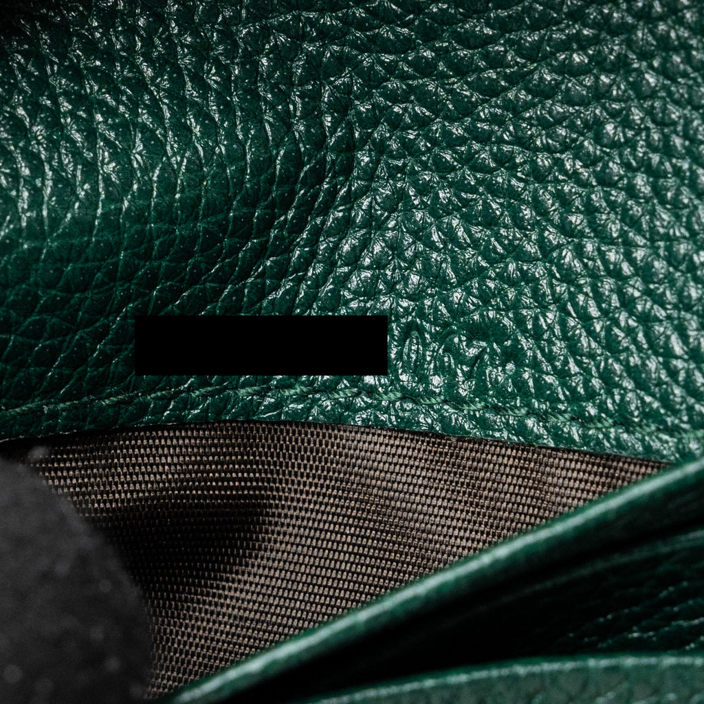 GUCCI ZUMI MINI WALLET WITH CHAIN CALFSKIN DARK GREEN GHW