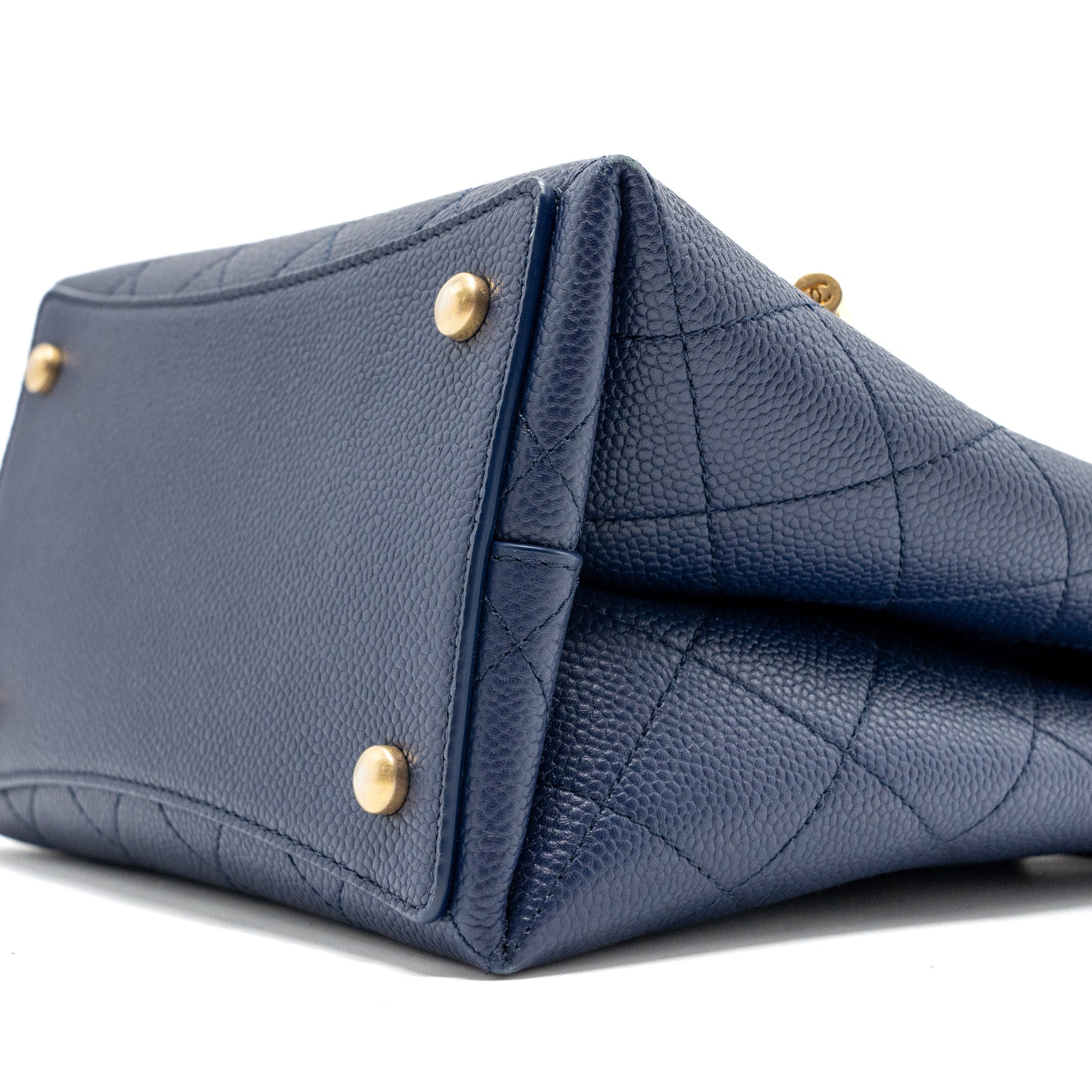 CHANEL TOP HANDLE DRAWSTRING BUCKET BAG CAVIAR NAVY GHW