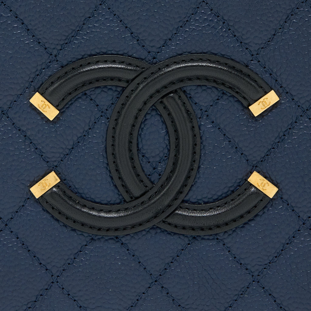 CHANEL MEDIUM FILIGREE VANITY CAMERA BAG CAVIAR BLUE/BLACK GHW