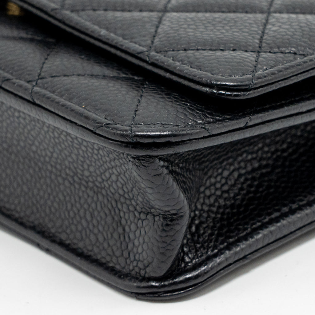 CHANEL CLASSIC WALLET ON CHAIN CAVIAR BLACK GHW (MICROCHIP)