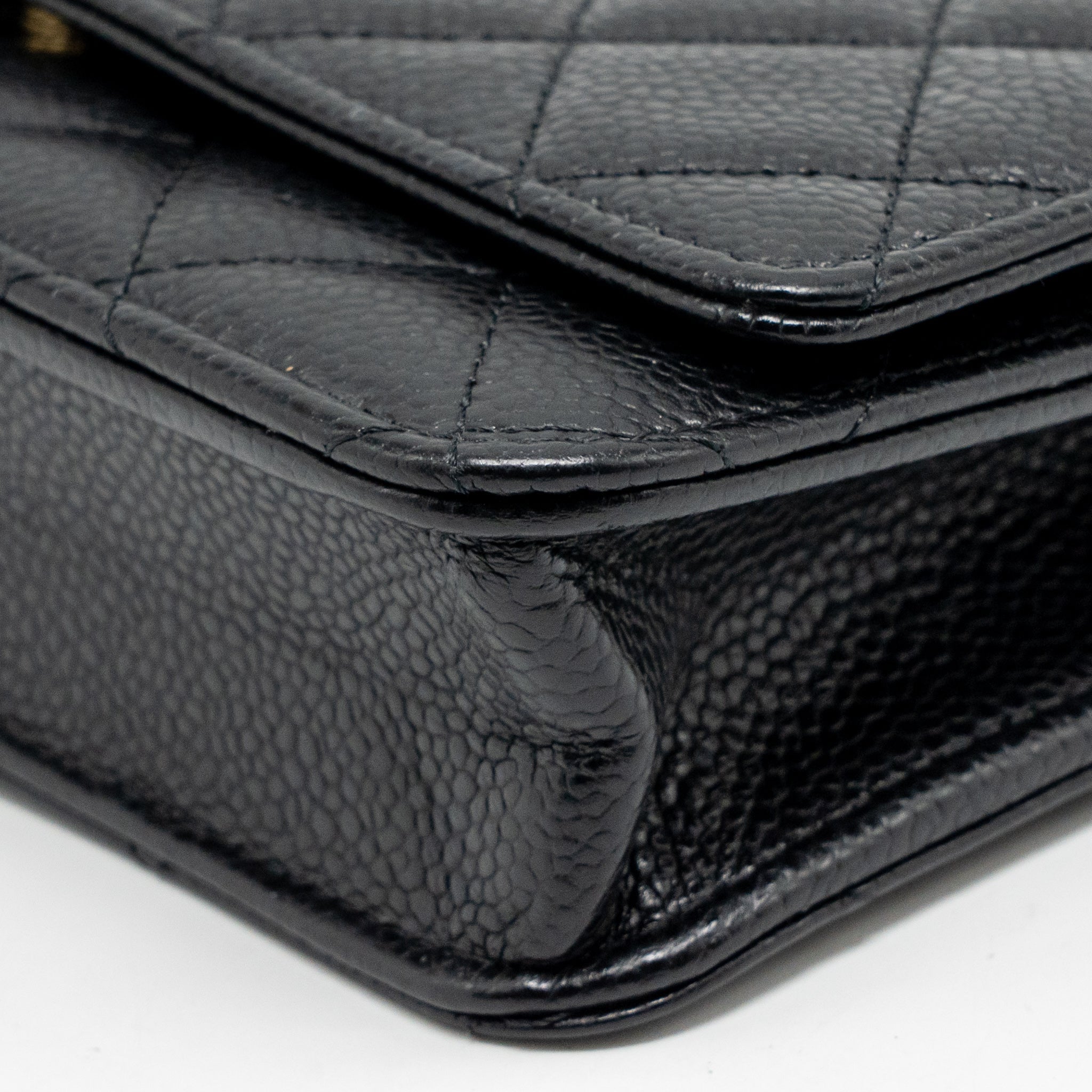 CHANEL CLASSIC WALLET ON CHAIN CAVIAR BLACK GHW (MICROCHIP)