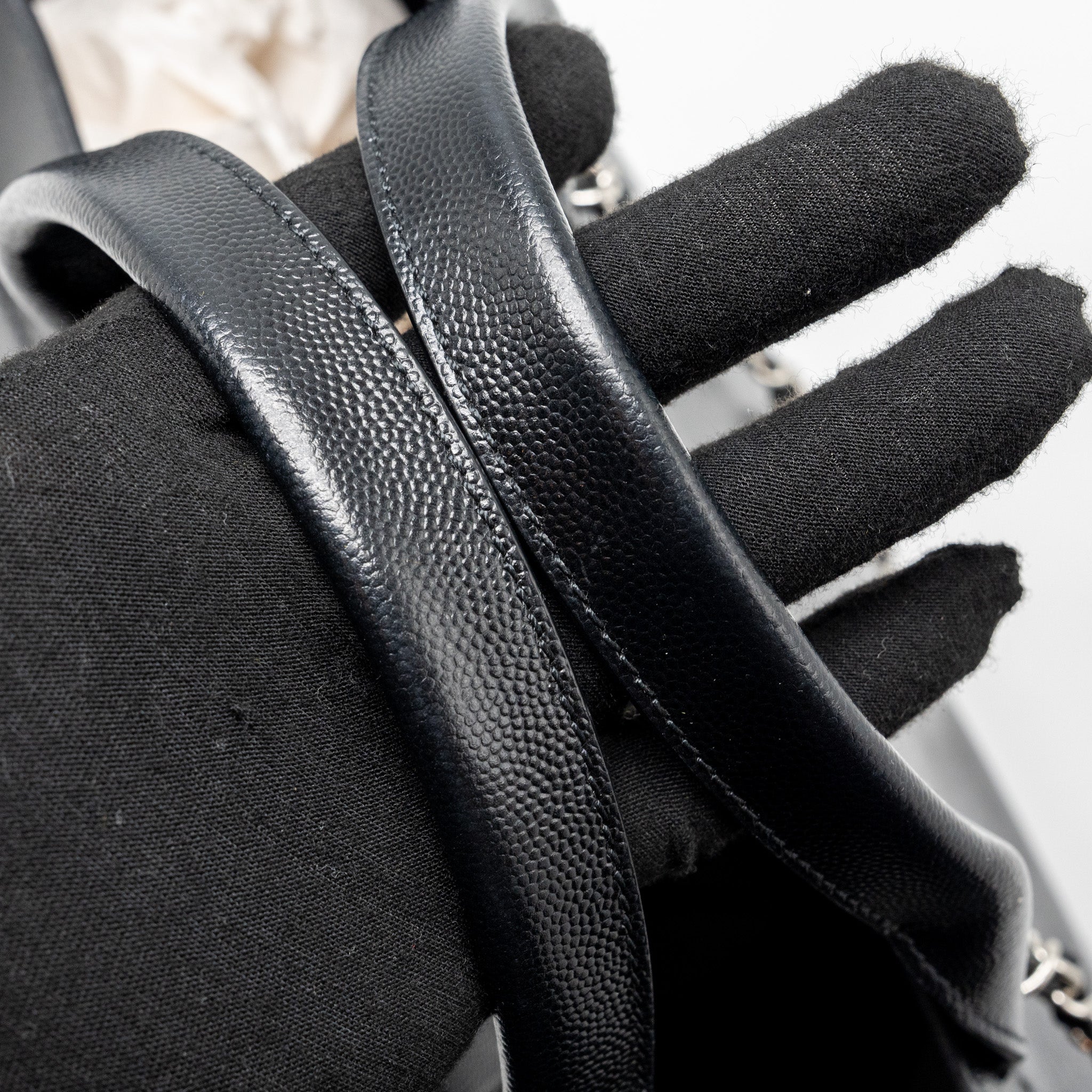 CHANEL DEAUVILLE STUDDED TOTE BAG CAVIAR BLACK SHW