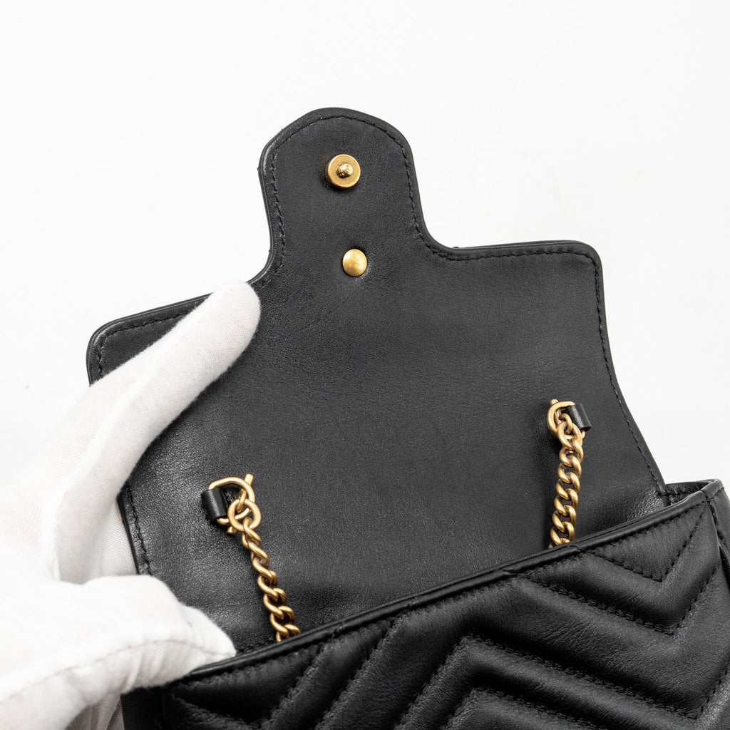 GUCCI MINI GG MARMONT CALFSKIN BLACK GHW