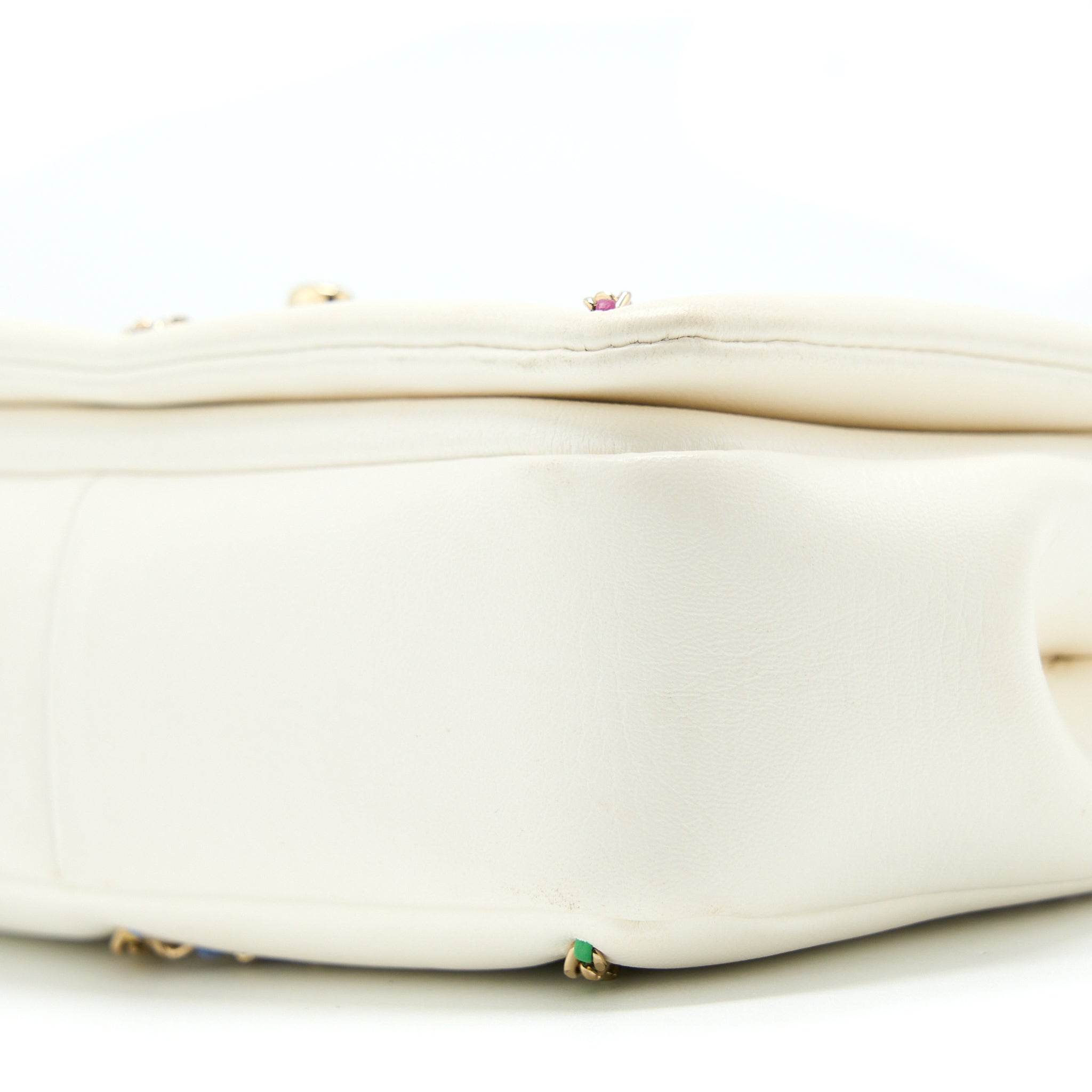 CHANEL SMALL FLAP BAG LAMBSKIN WHITE/MULTICOLOR LGHW
