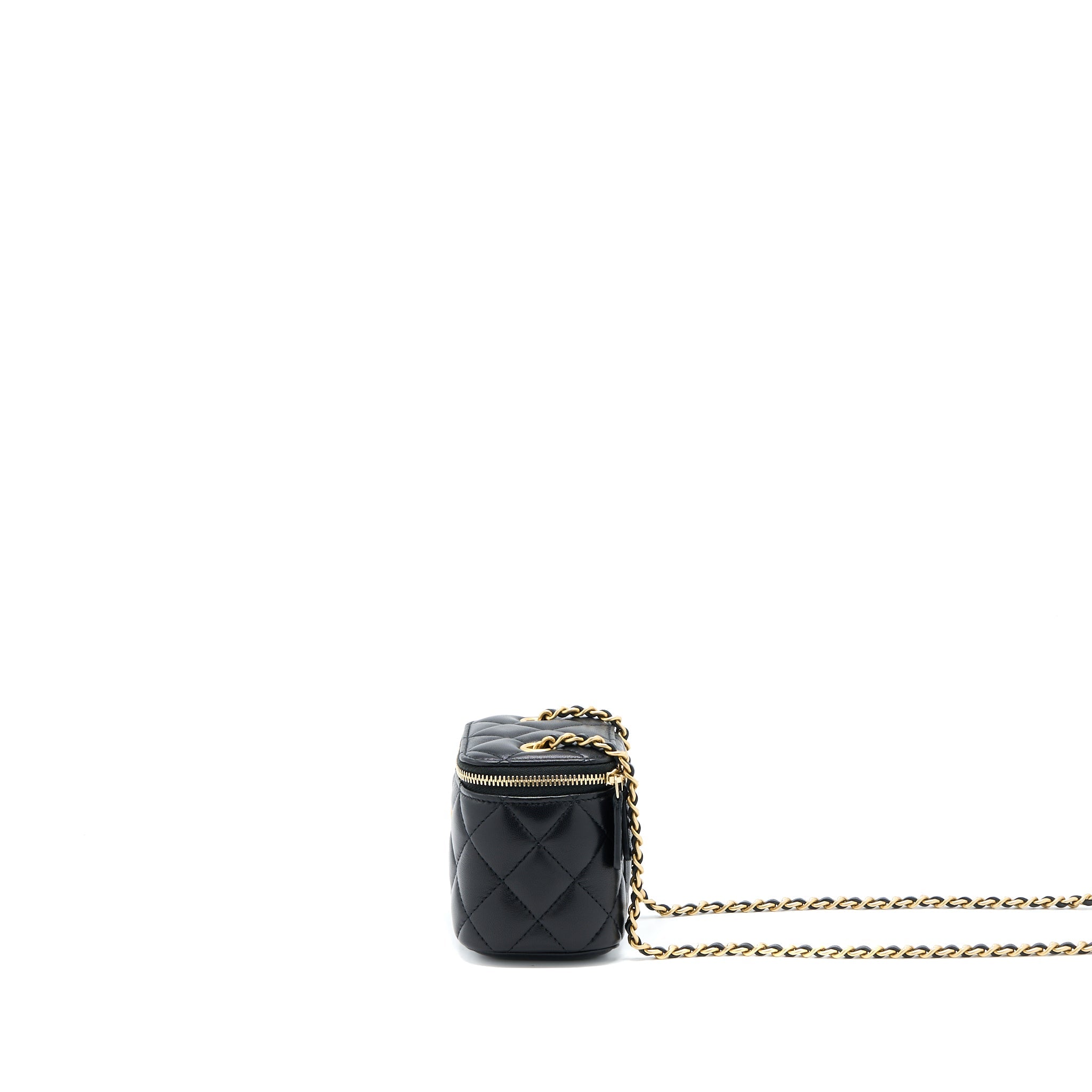CHANEL PEARL CRUSH MINI VANITY CASE LAMBSKIN BLACK LGHW
