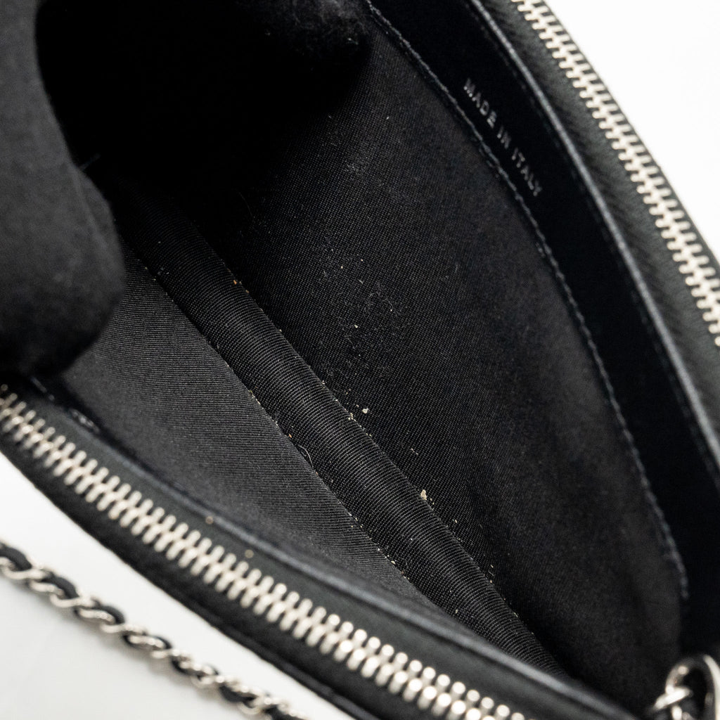 CHANEL DOUBLE ZIP CLUTCH WITH CHAIN CAVIAR BLACK SHW