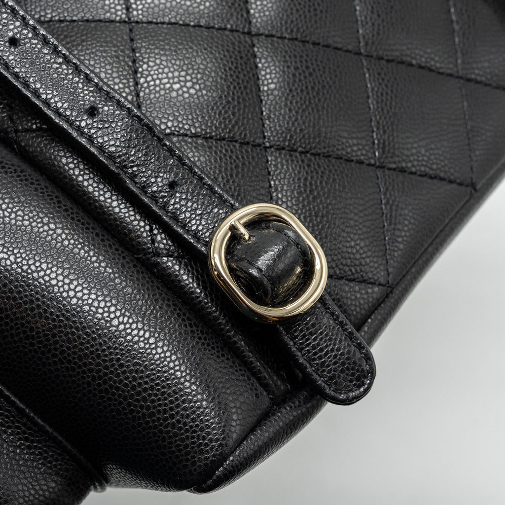 CHANEL 23K TRIPLE POCKET BACKPACK CAVIAR BLACK LGHW (MICROCHIP)