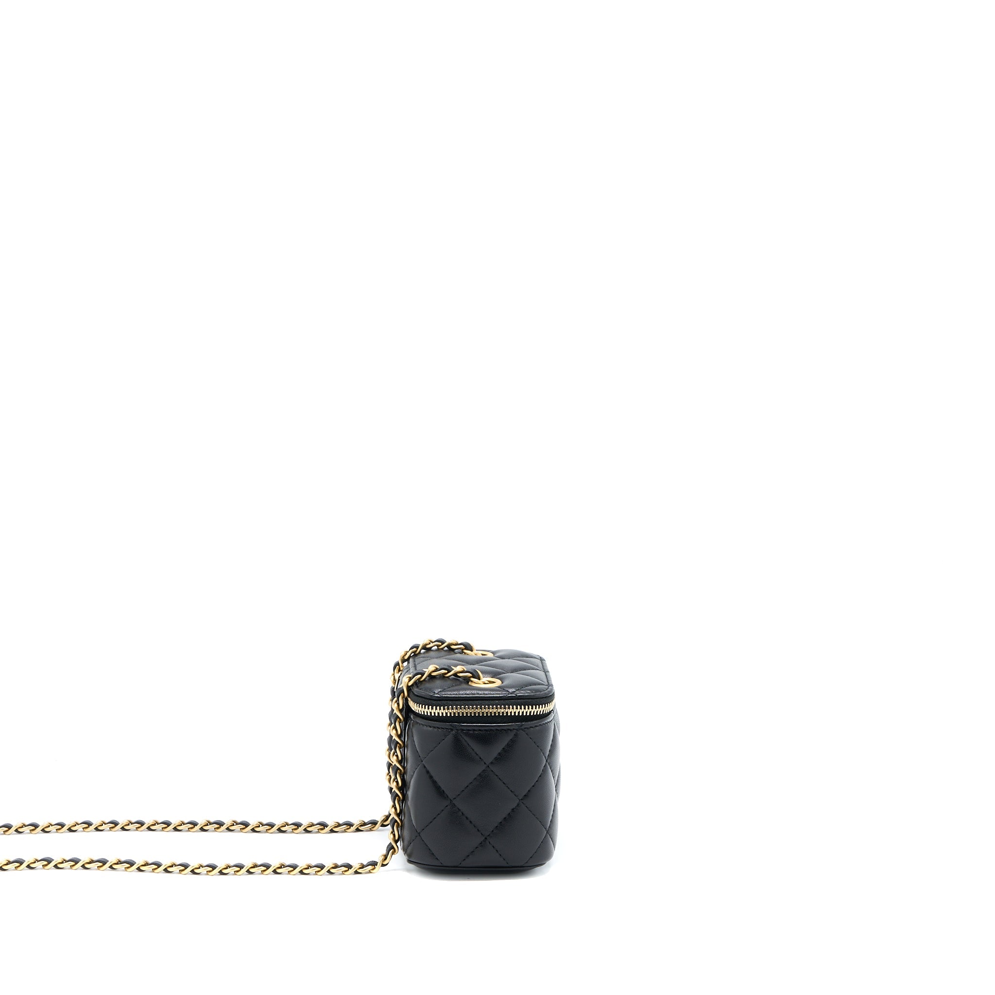 CHANEL PEARL CRUSH MINI VANITY CASE LAMBSKIN BLACK LGHW