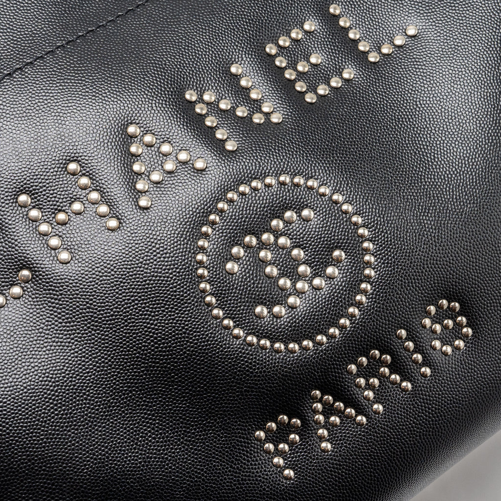 CHANEL DEAUVILLE STUDDED TOTE BAG CAVIAR BLACK SHW