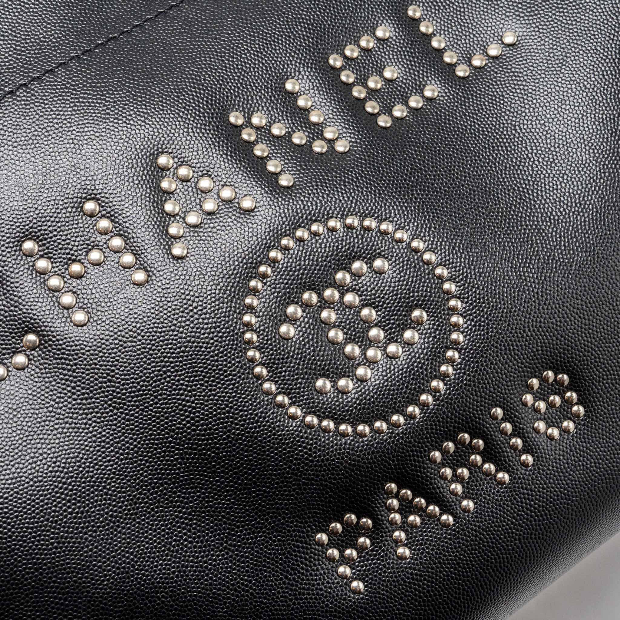 CHANEL DEAUVILLE STUDDED TOTE BAG CAVIAR BLACK SHW