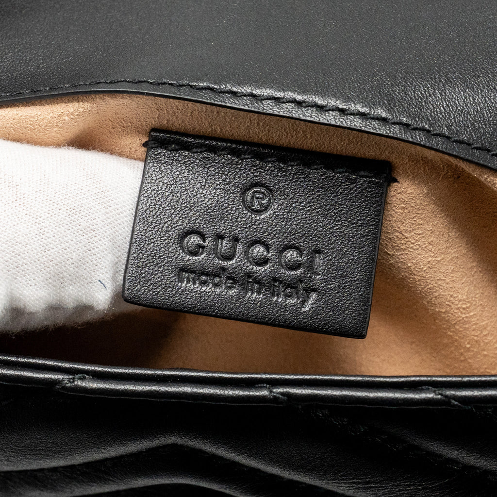 GUCCI MINI GG MARMONT CALFSKIN BLACK GHW