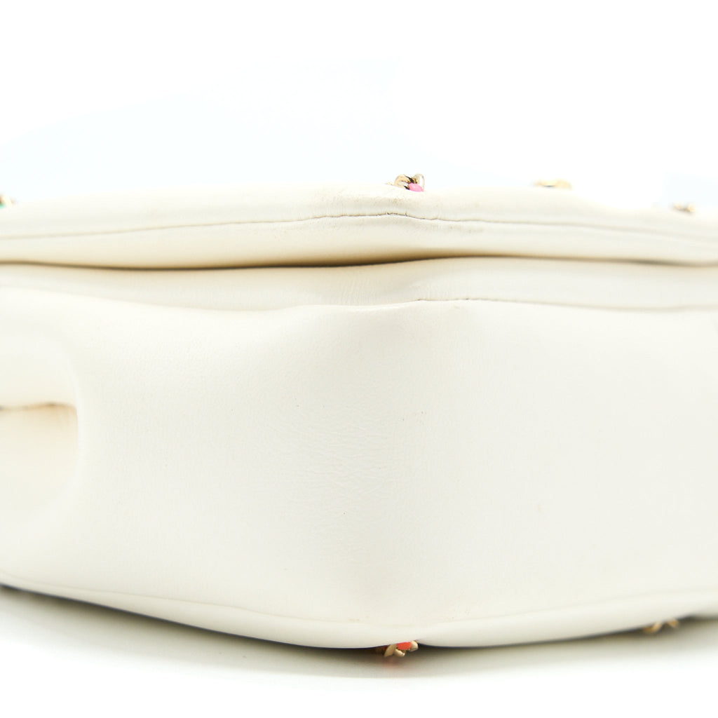 CHANEL SMALL FLAP BAG LAMBSKIN WHITE/MULTICOLOR LGHW