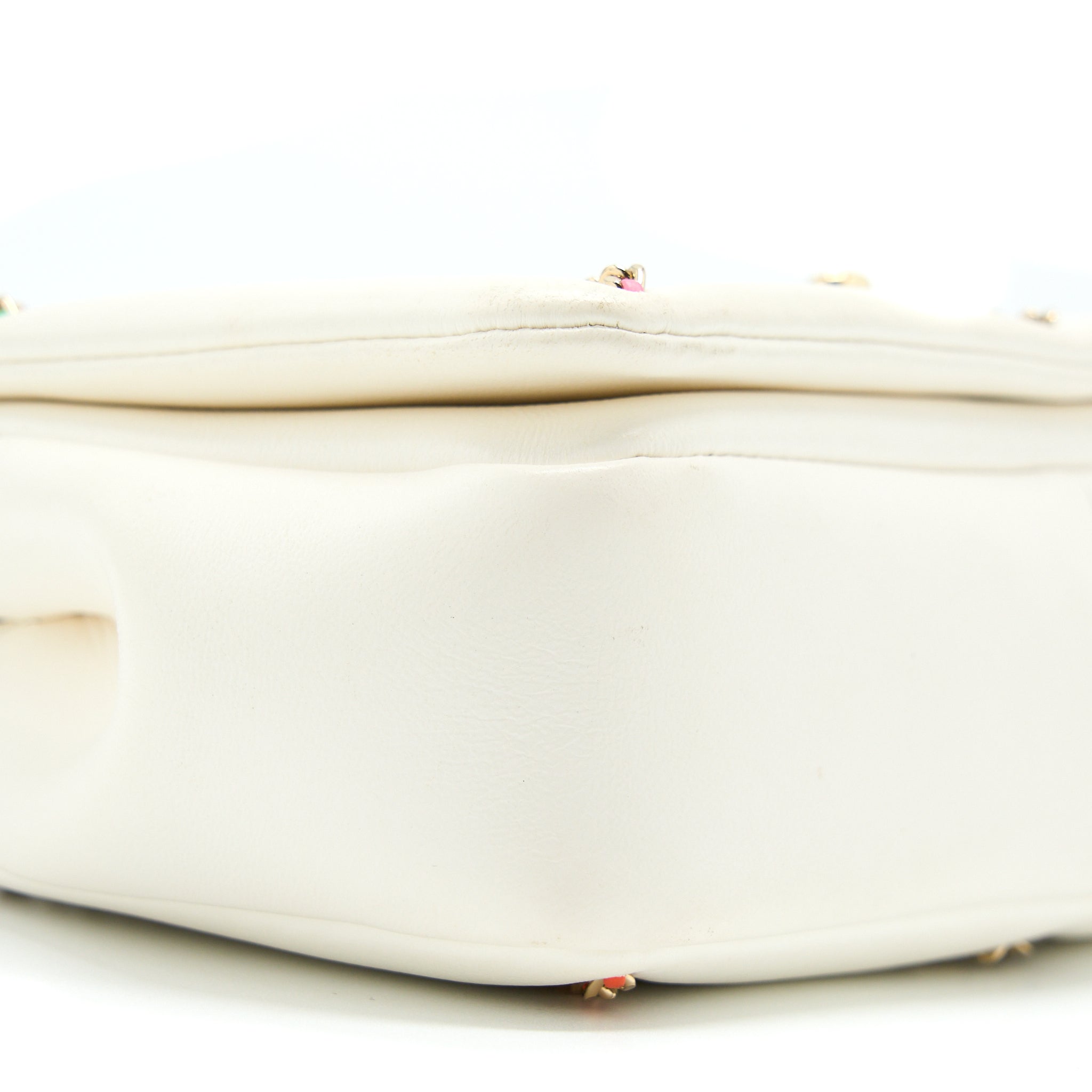 CHANEL SMALL FLAP BAG LAMBSKIN WHITE/MULTICOLOR LGHW