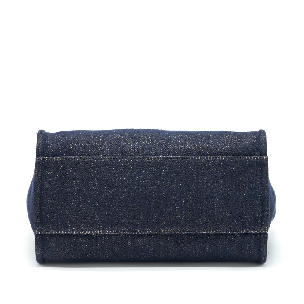 CHANEL DEAUVILLE TOTE BAG DENIM DARK BLUE/GOLD GHW