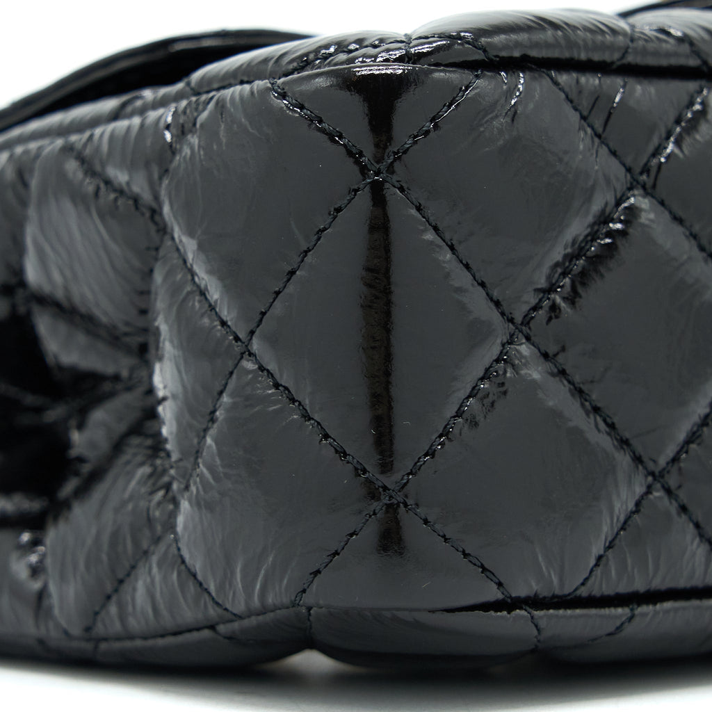 CHANEL 23C SMALL HOBO BAG SHINY CALFSKIN BLACK BRUSHED GHW (MICROCHIP)