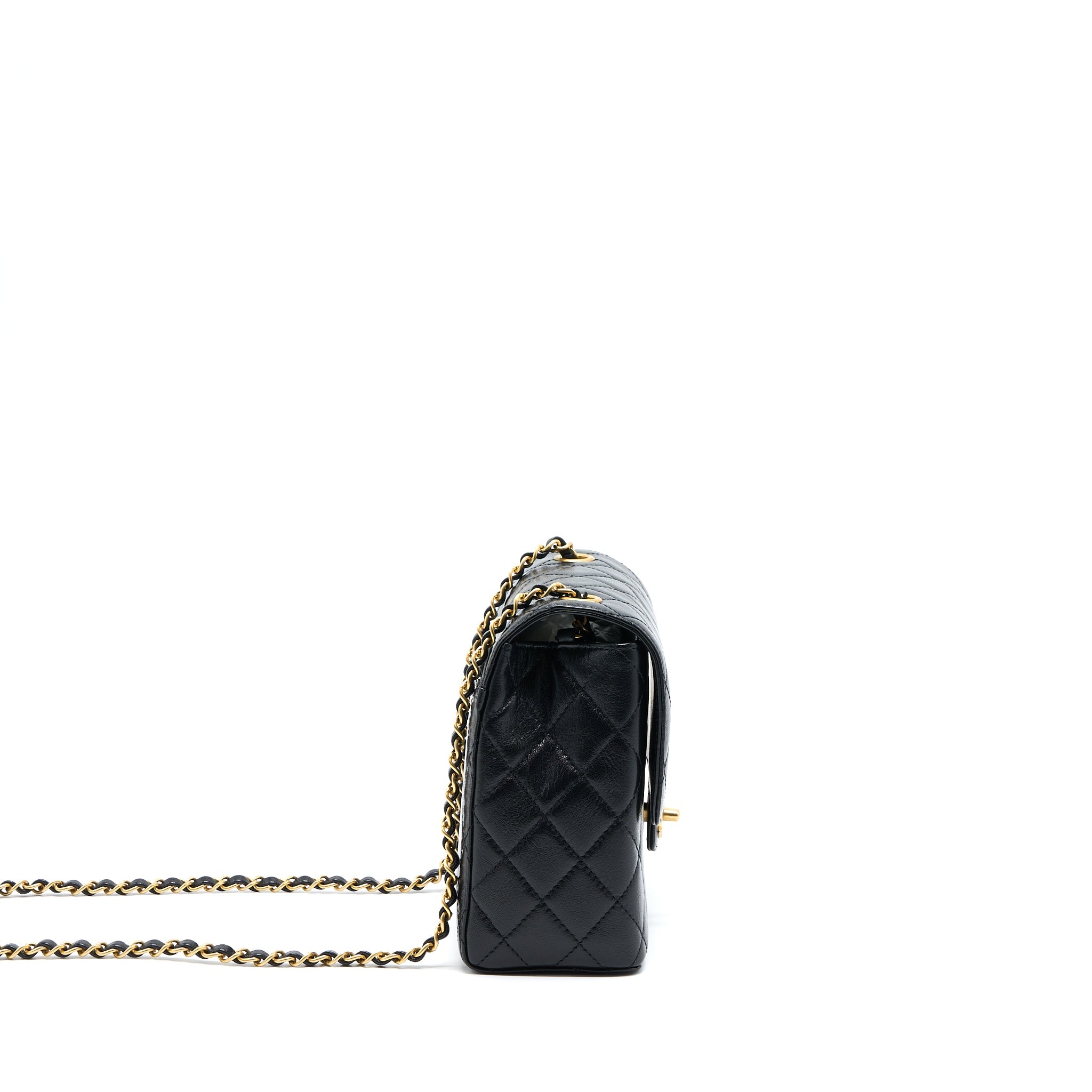 CHANEL 22K RETRO CLASSIC NEW SQUARE FLAP BAG GOATSKIN BLACK WITH GHW (MICROCHIP)