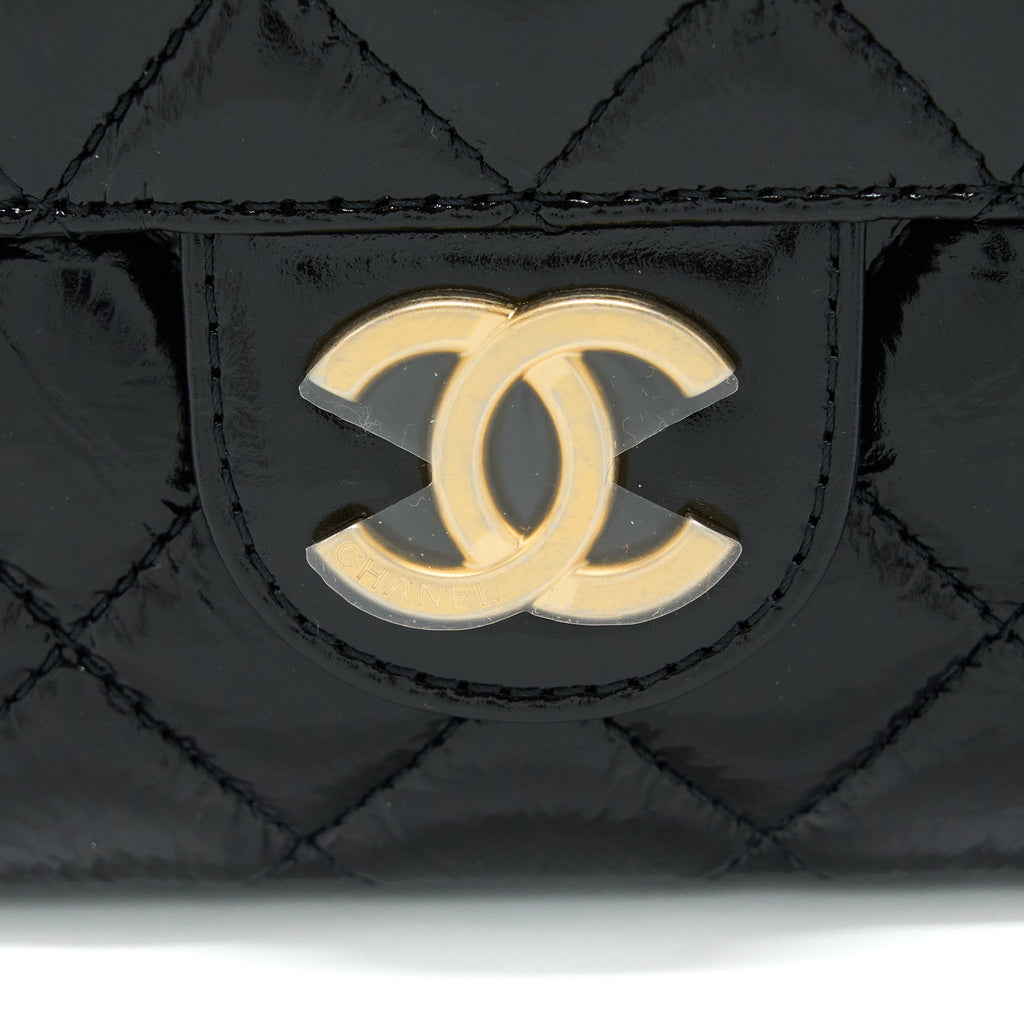 CHANEL 23C SMALL HOBO BAG SHINY CALFSKIN BLACK BRUSHED GHW (MICROCHIP)