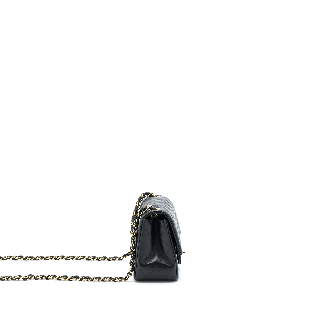 CHANEL MINI SQUARE FLAP BAG LAMBSKIN BLACK LGHW (MICROCHIP)