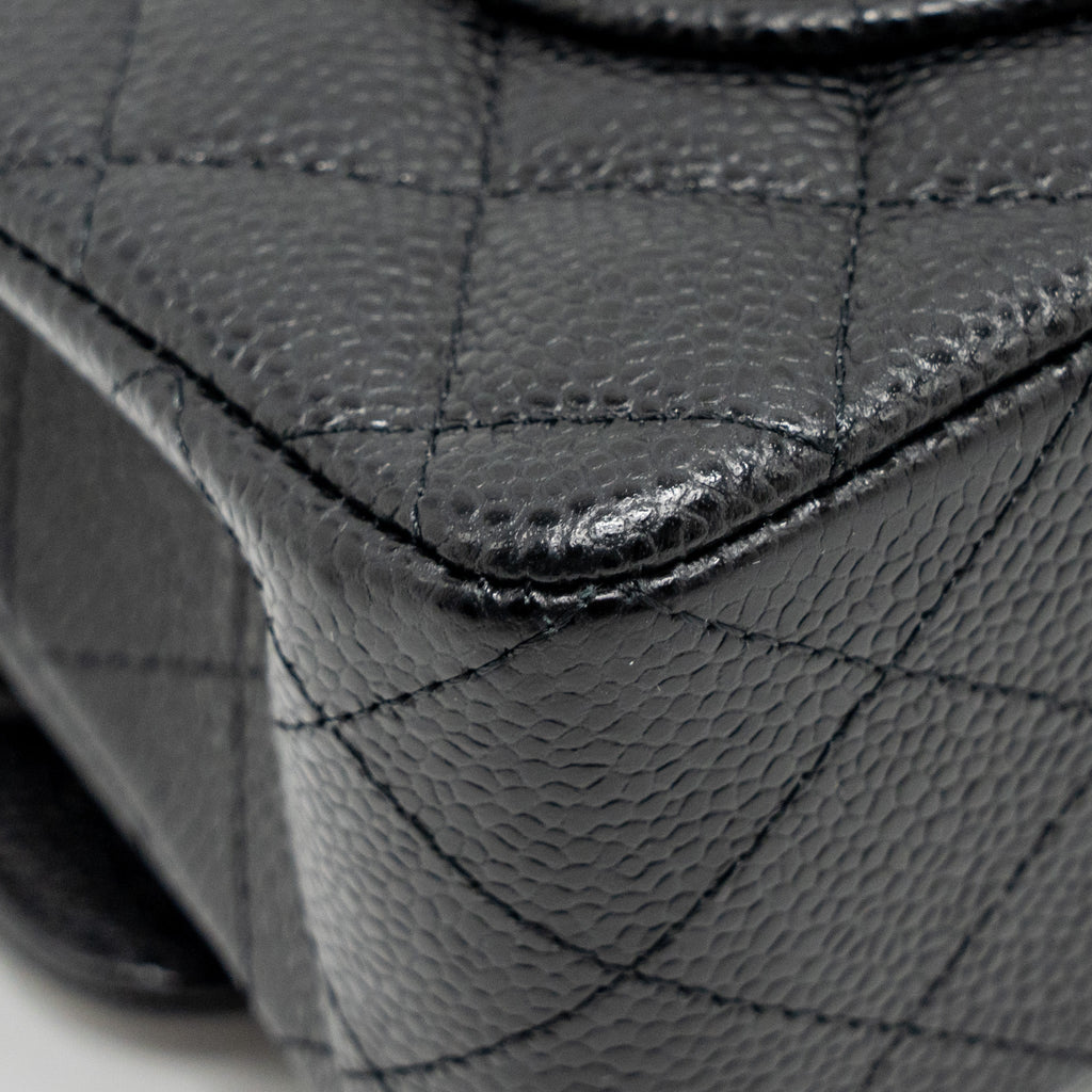 CHANEL SMALL CLASSIC DOUBLE FLAP BAG CAVIAR BLACK GHW(MICROCHIP)