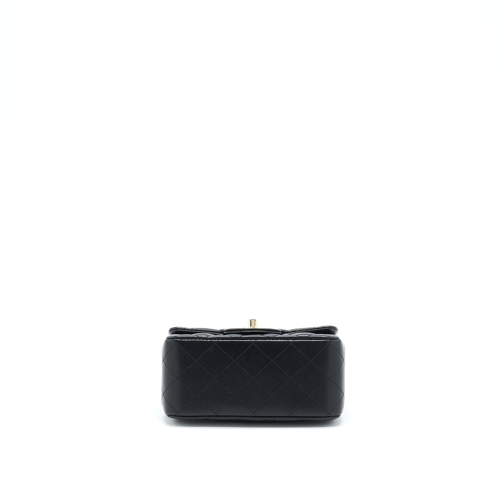 CHANEL MINI SQUARE FLAP BAG LAMBSKIN BLACK LGHW (MICROCHIP)