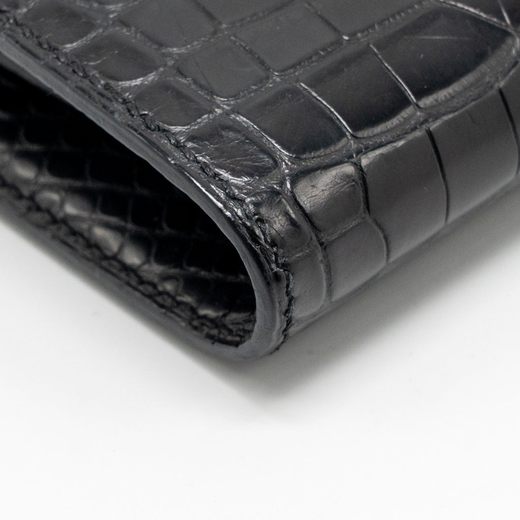 HERMES CONSTANCE WALLET ALLIGATOR MISSISSIPPIENSIS BLACK SHW