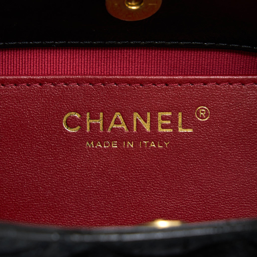 CHANEL 23C SMALL HOBO BAG SHINY CALFSKIN BLACK BRUSHED GHW (MICROCHIP)